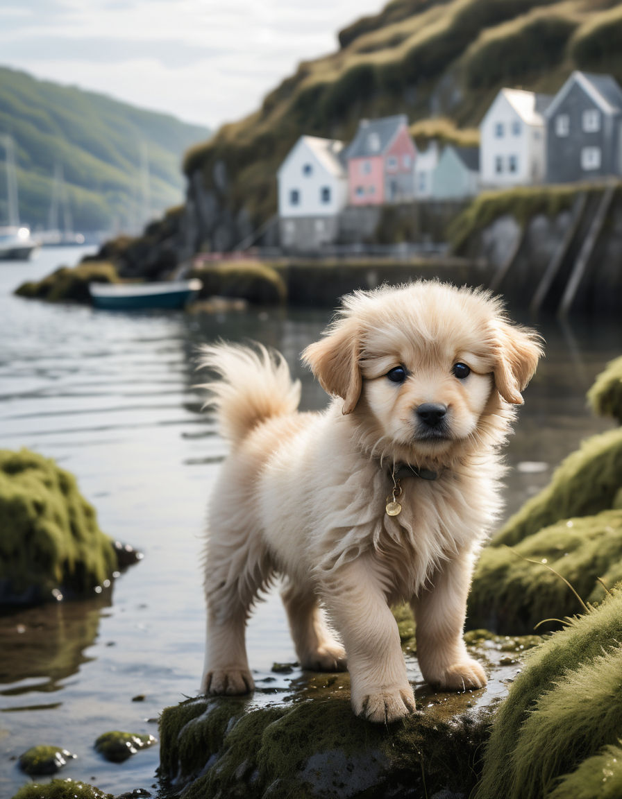 Trevor the Puppy Enjoying the Water's Edge