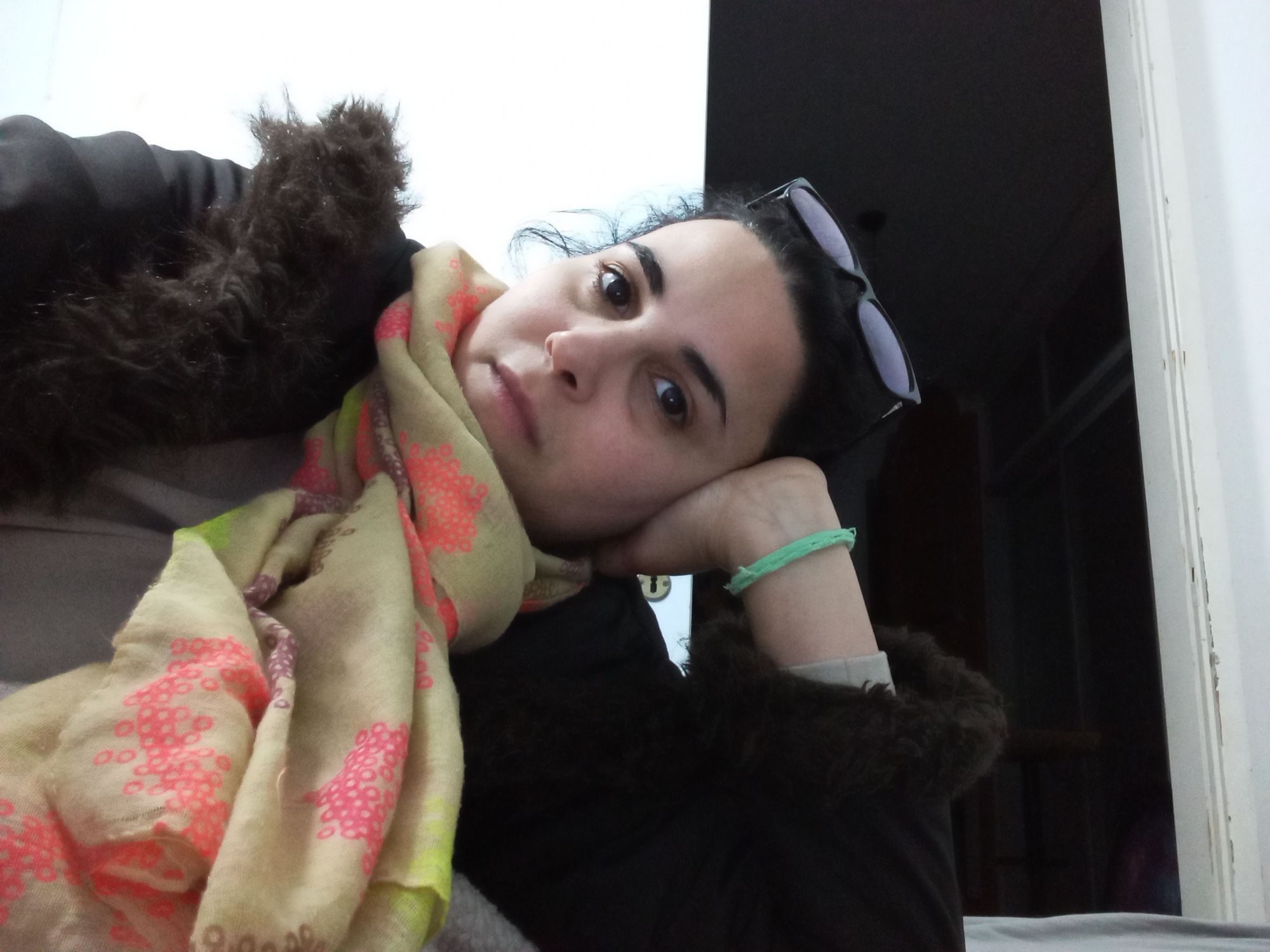 ‏i'm puting my head on a dune of sand in africa. Make it Salvador's Dolly style and add a liquid time clock sliding down abstract art comple...