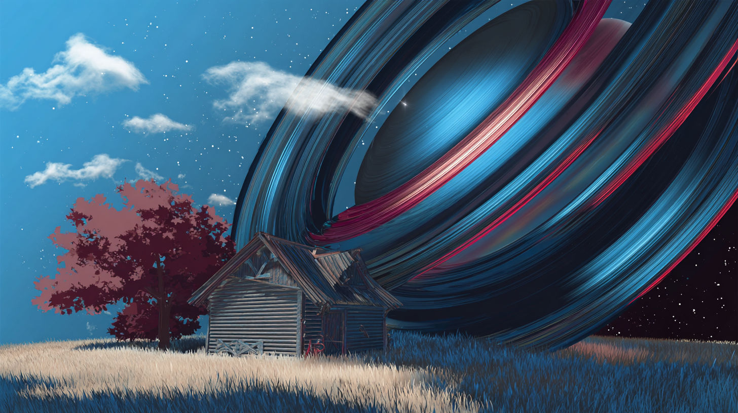 House Tree Large Circular Metal Object