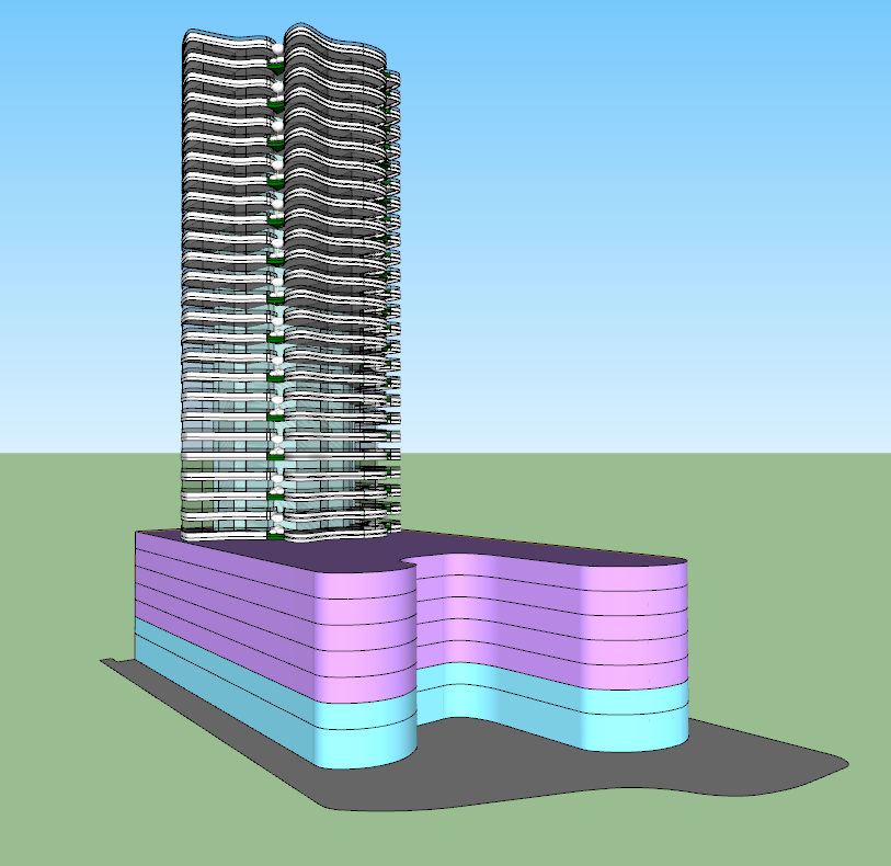Uma impressionante estrutura futurista com uma fachada coberta de vegetação, localizada no centro de uma metrópole movimentada durante um en...