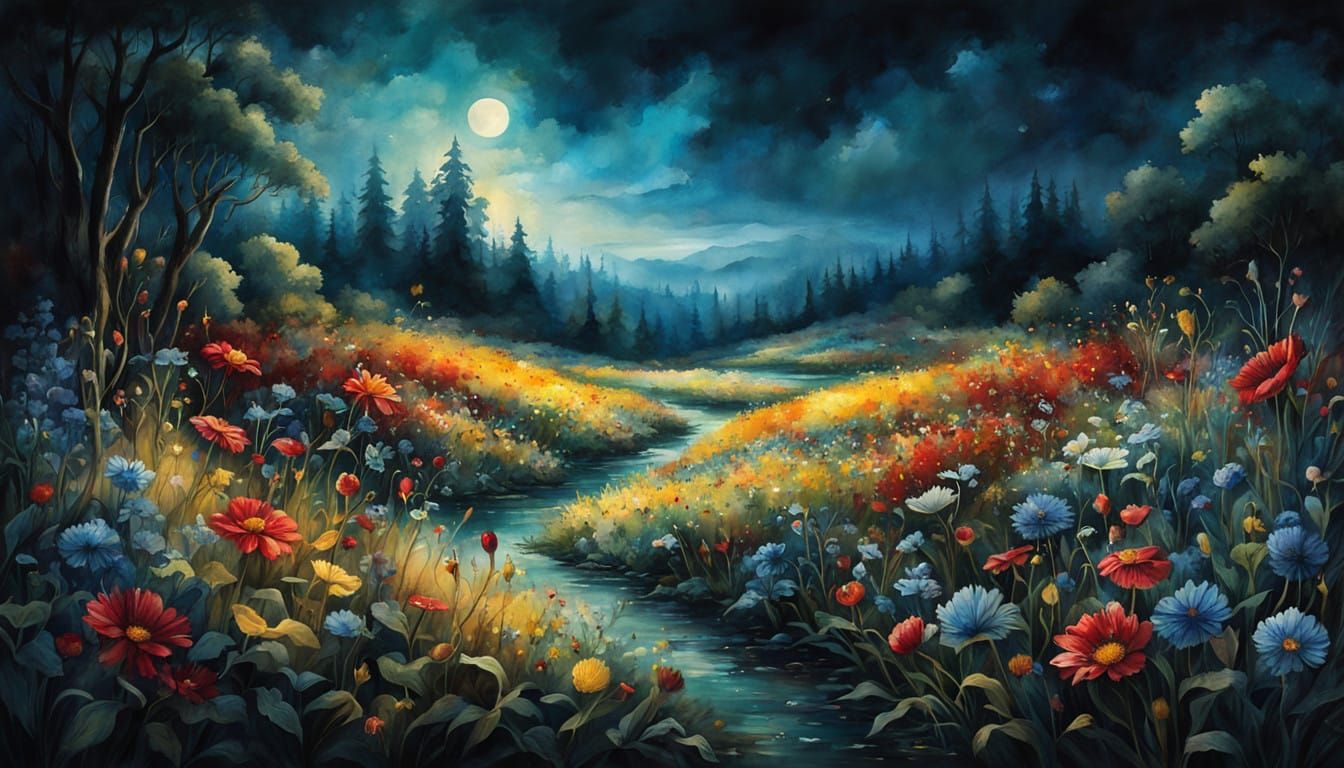 Liquid colors cascade through the air, forming a subtle abstract painting representing a community of whimsical shapes forming the silhouet...