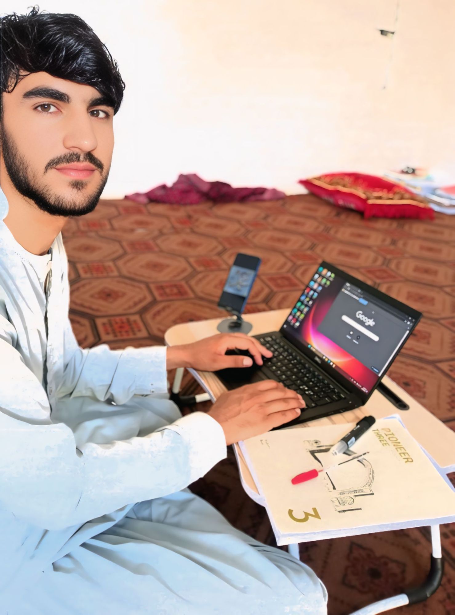 Create an ultra realistic 8k photo where my uploaded photo appears as the central figure in a futuristic technology theme. 
Surround it with...