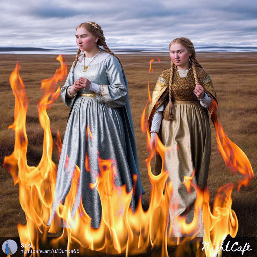 Skeleton burning in fire. Night. Red moon. Bats. Skulls  and skeleton on earth.