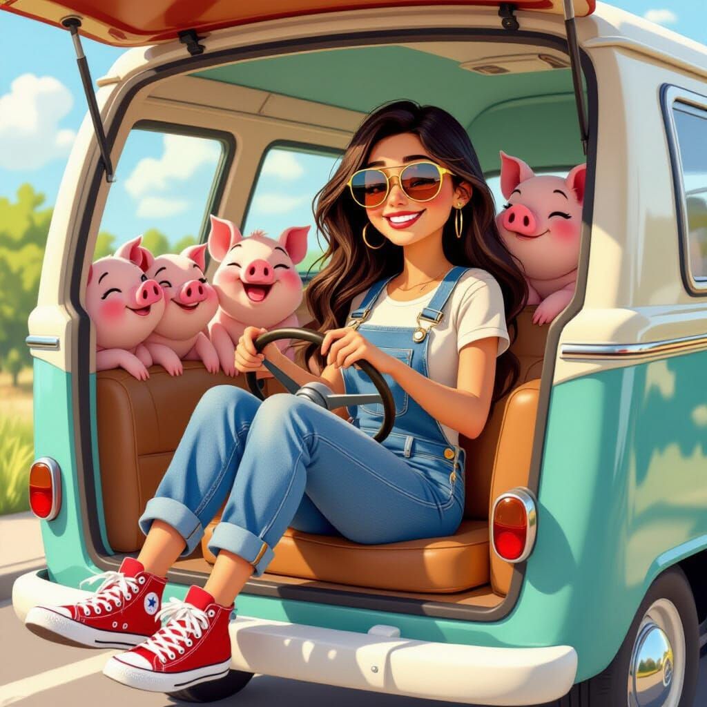 Now take Bo from image above and Christina from 2nd image above and put them in beach chairs on lake Tahoe shore with pigs rooter and luke  ... - Start Image 2