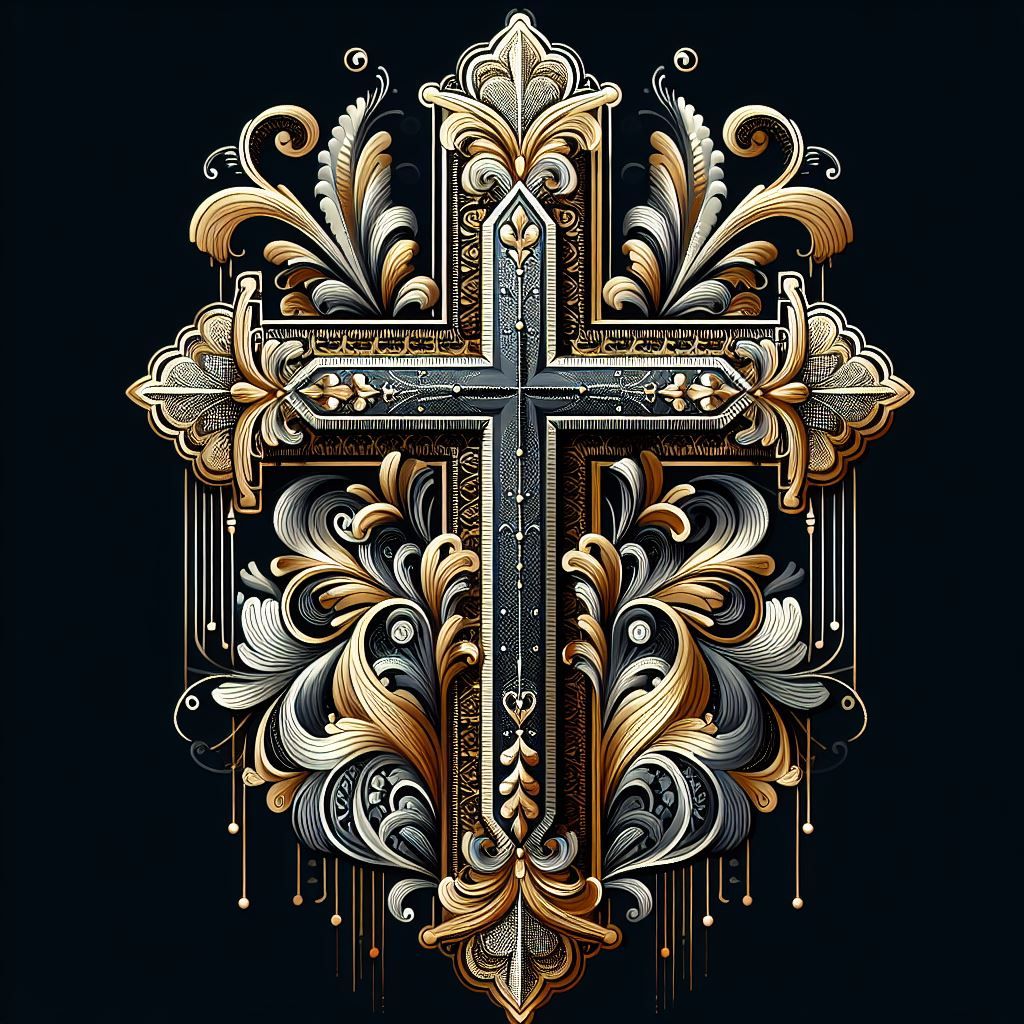 Christian Cross; beautiful gold and silver; highly detailed masterpiece