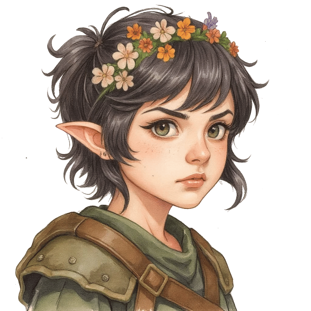 make the woman's hair tied back neatly in a tight ponytail.