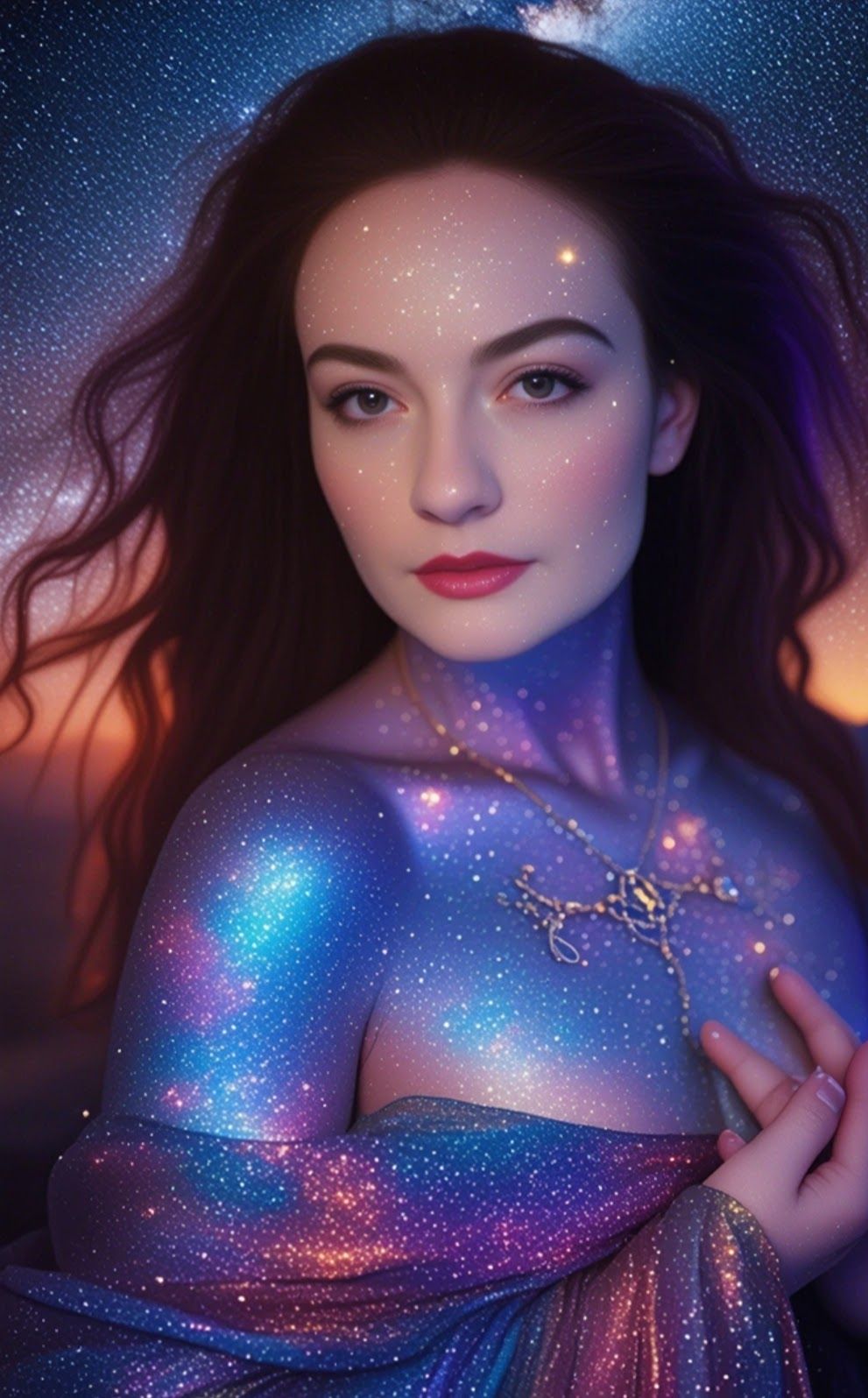 A powerful and ethereal rendering of Morrigan, the Celtic goddess of war and fate — depicted as a dark, majestic figure with raven wings, gl...