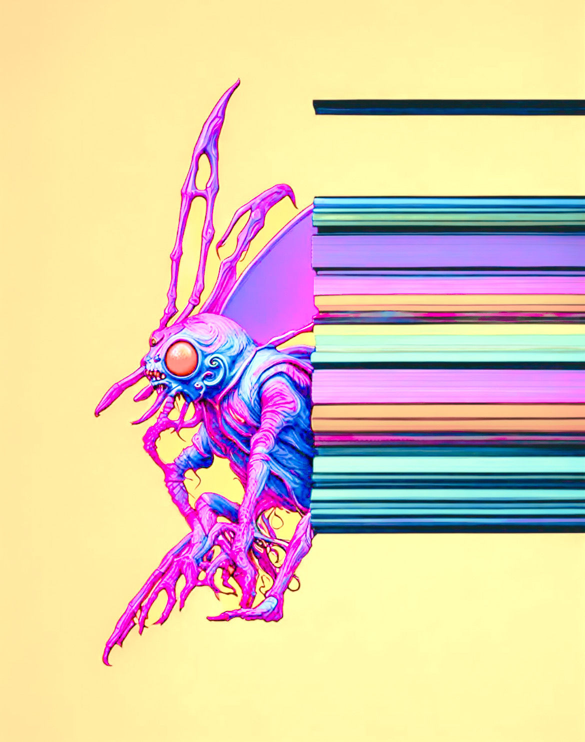 Colorful eldritch evil xenomorph moving at warp speed  horror 8k resolution Zdzisław Beksiński