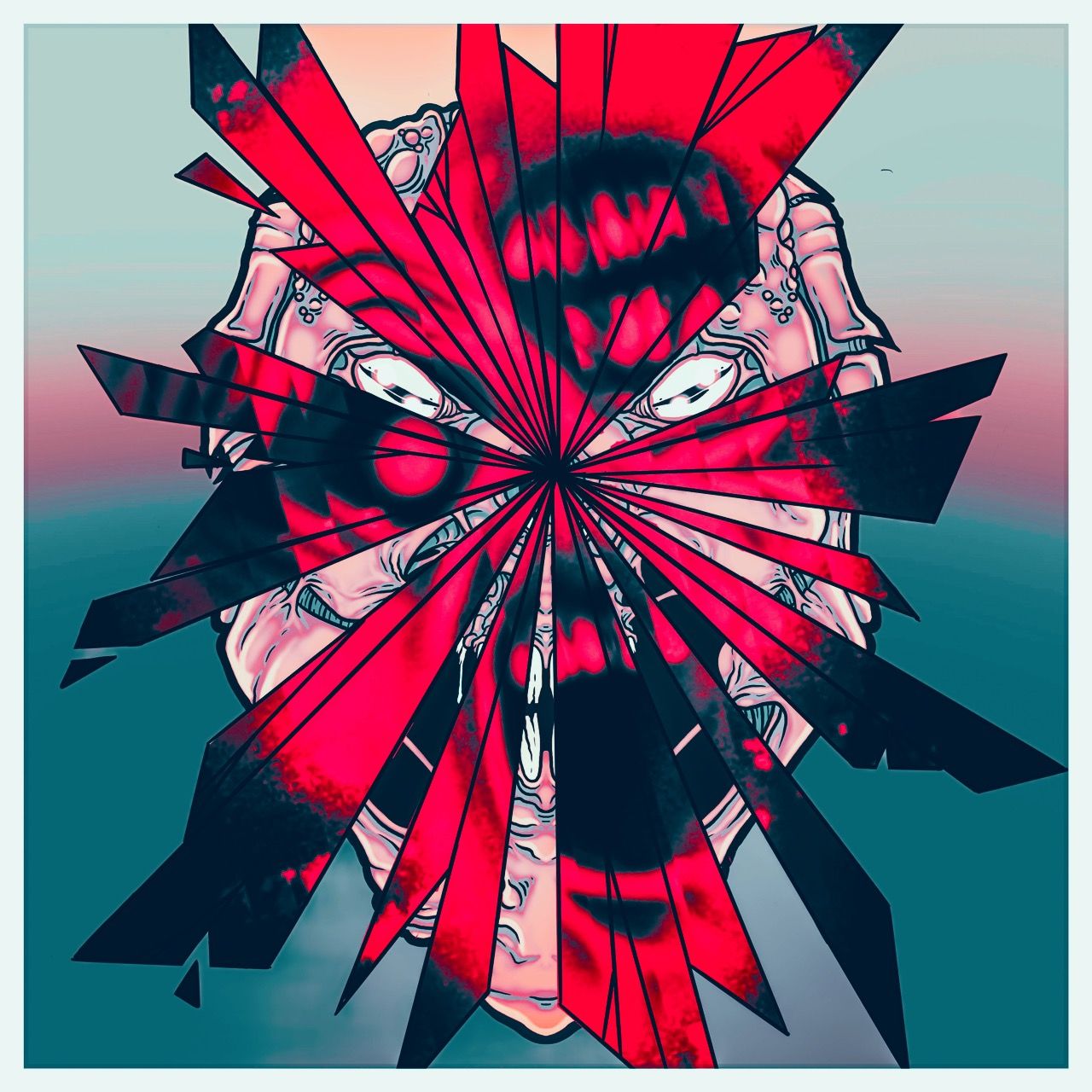 Colorful venom symbiote bat with tattered wings Zdzisław Beksiński