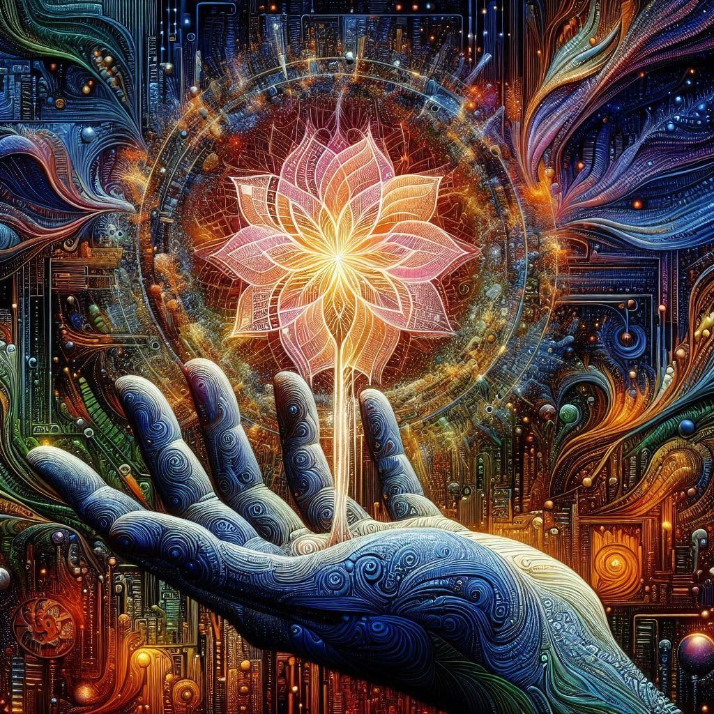 A monster holds out a hand with a fireball floating above it.  Galaxy in the background, by Brian Froud and Boris Vallejo and Isaac Asimov