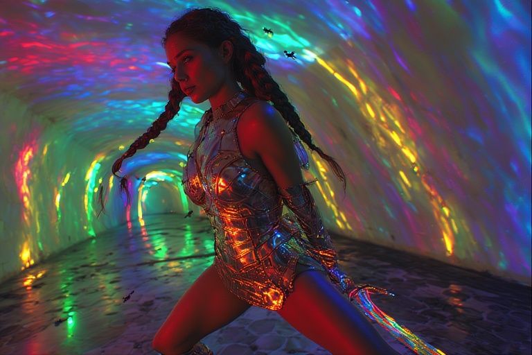  surreal distorted anamorphic lens effect, oblique angle, spin blur. ultraviolet xray effect, inverted colors, glitch hologram, stereoscopic...