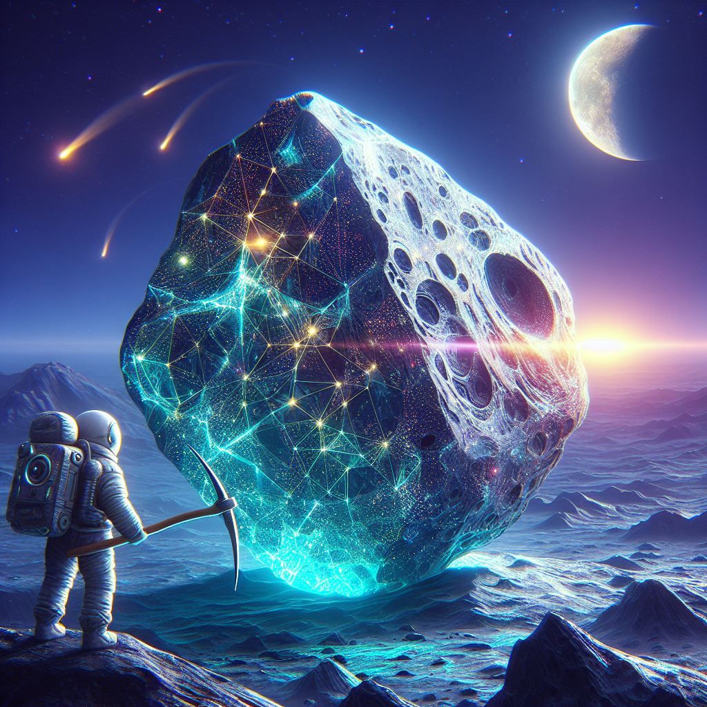 sentient mineral life found on our moon.  ordinary moon rock with smoothed polished flat surface rapidly changing glowing patters appear on ...