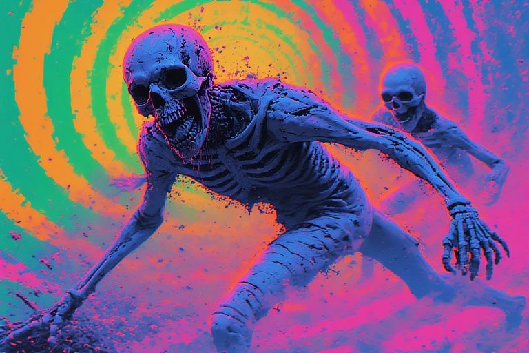 surreal distorted anamorphic lens effect, oblique angle, spin blur. ultraviolet xray effect, inverted colors, glitch hologram, stereoscopic ...