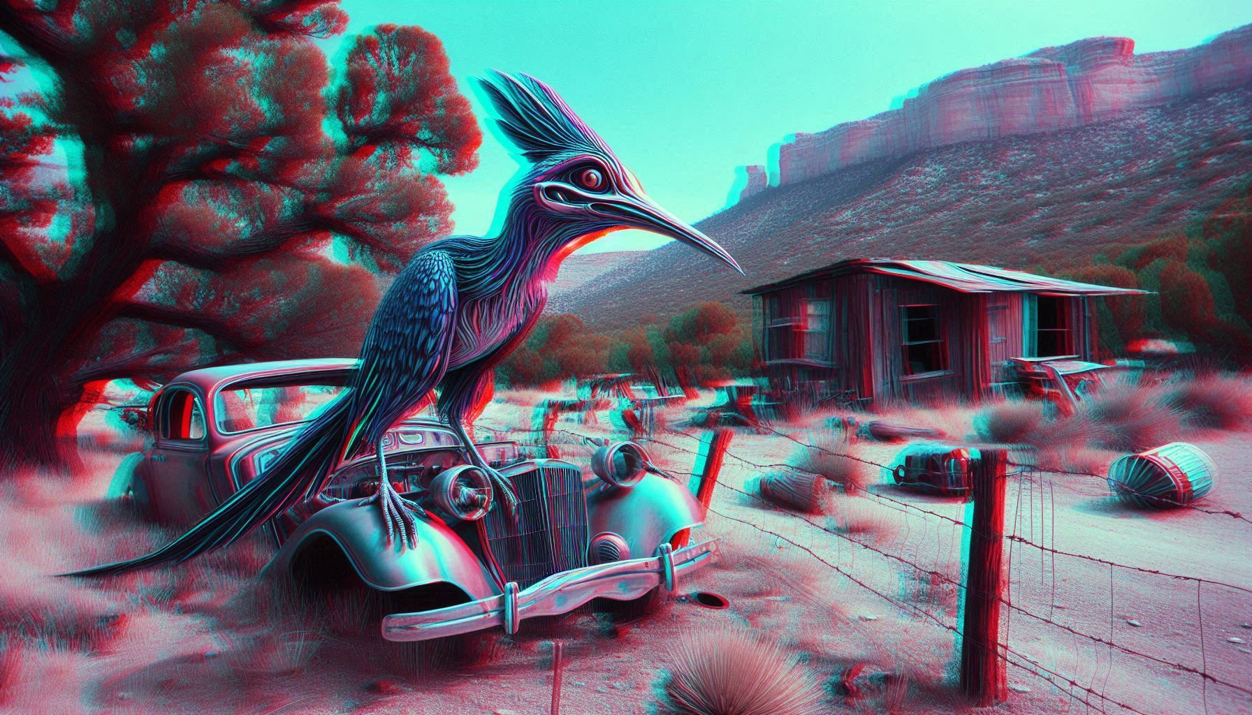 surreal distorted anamorphic lens effect, oblique angle, spin blur. ultraviolet xray effect, inverted colors, glitch hologram, stereoscopic ...