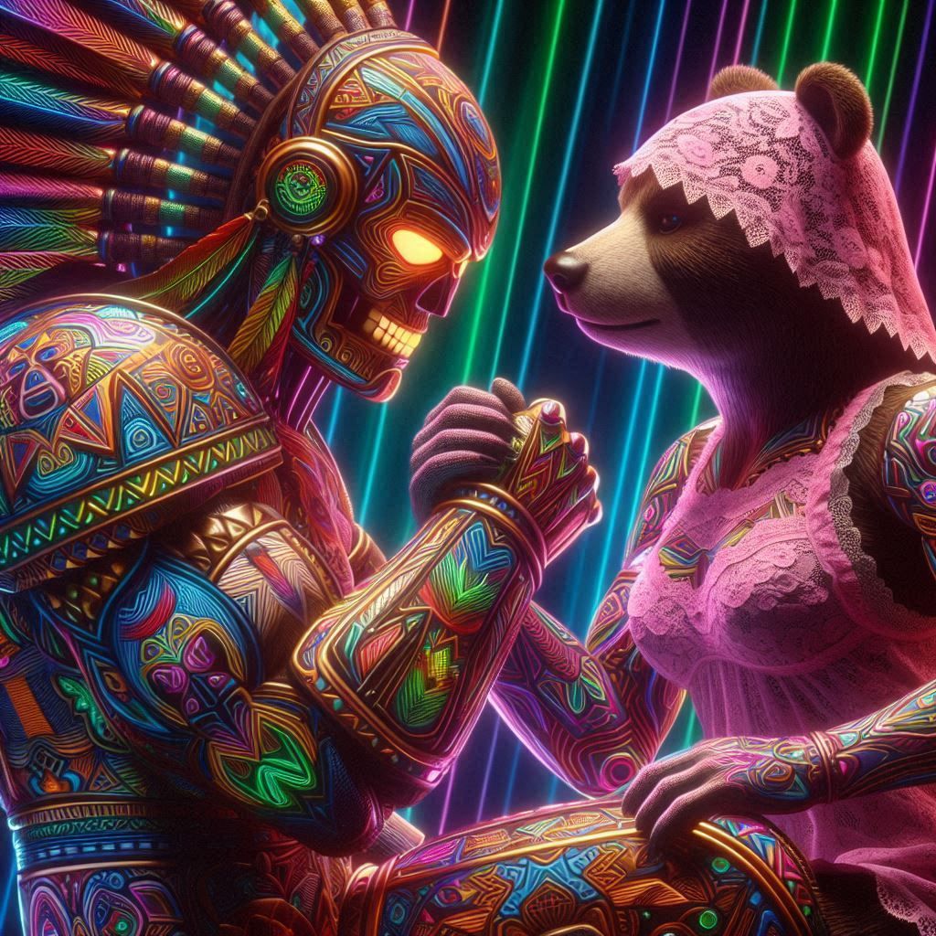 beary nice arm wrestling contest!