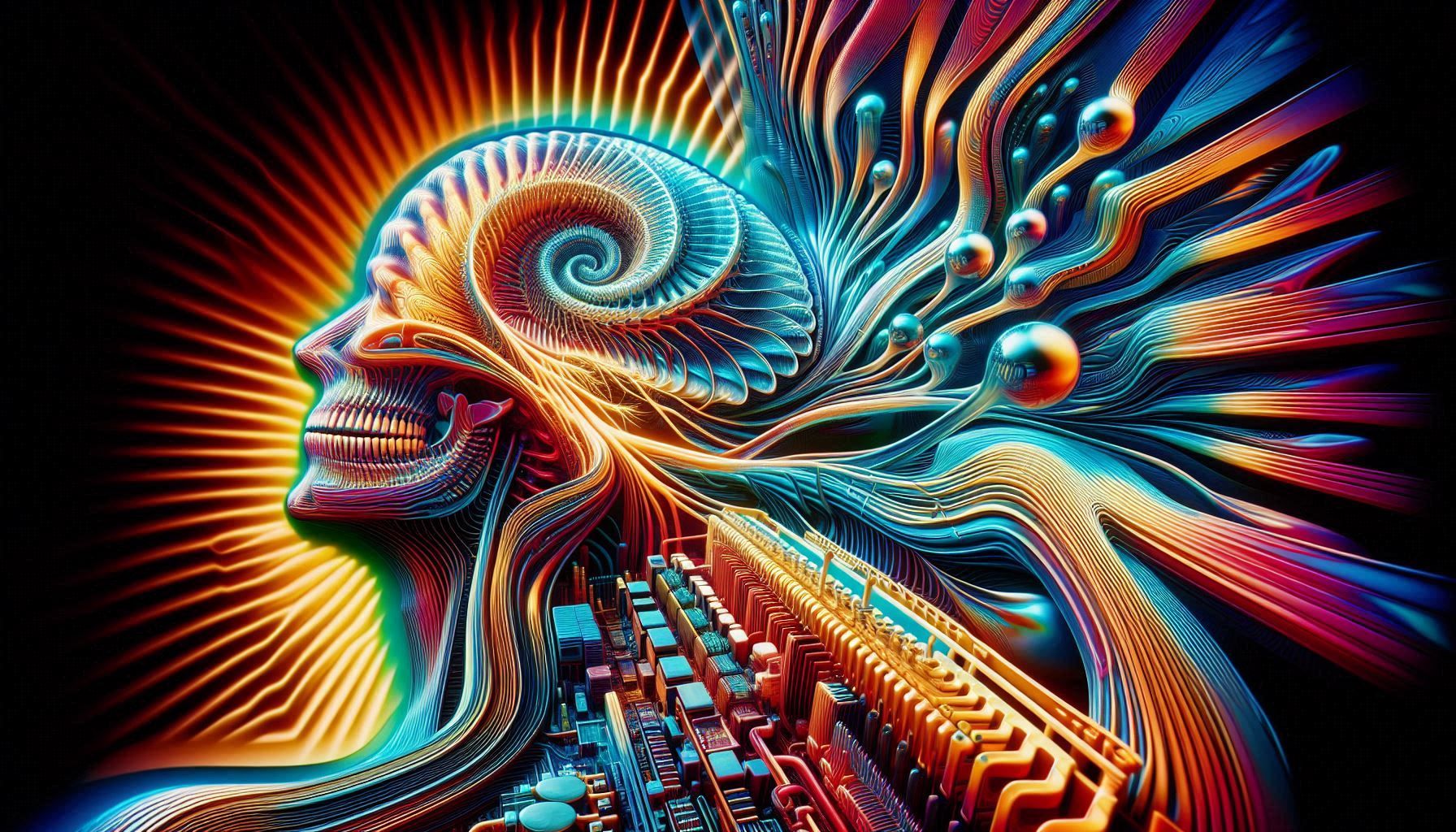 x-ray illusion, inverted highlights and shadows, transparency, distorted image prismatic antique vintage 1950s 3-d art refraction split colo...