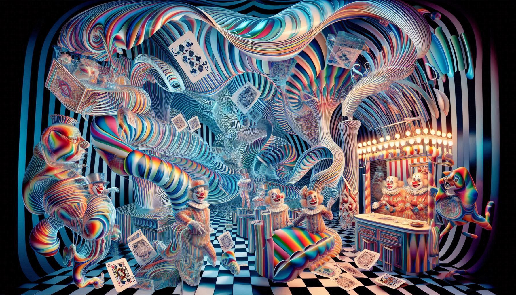 x-ray illusion, inverted highlights and shadows, transparency, distorted image prismatic antique vintage 1950s 3-d art refraction split colo...