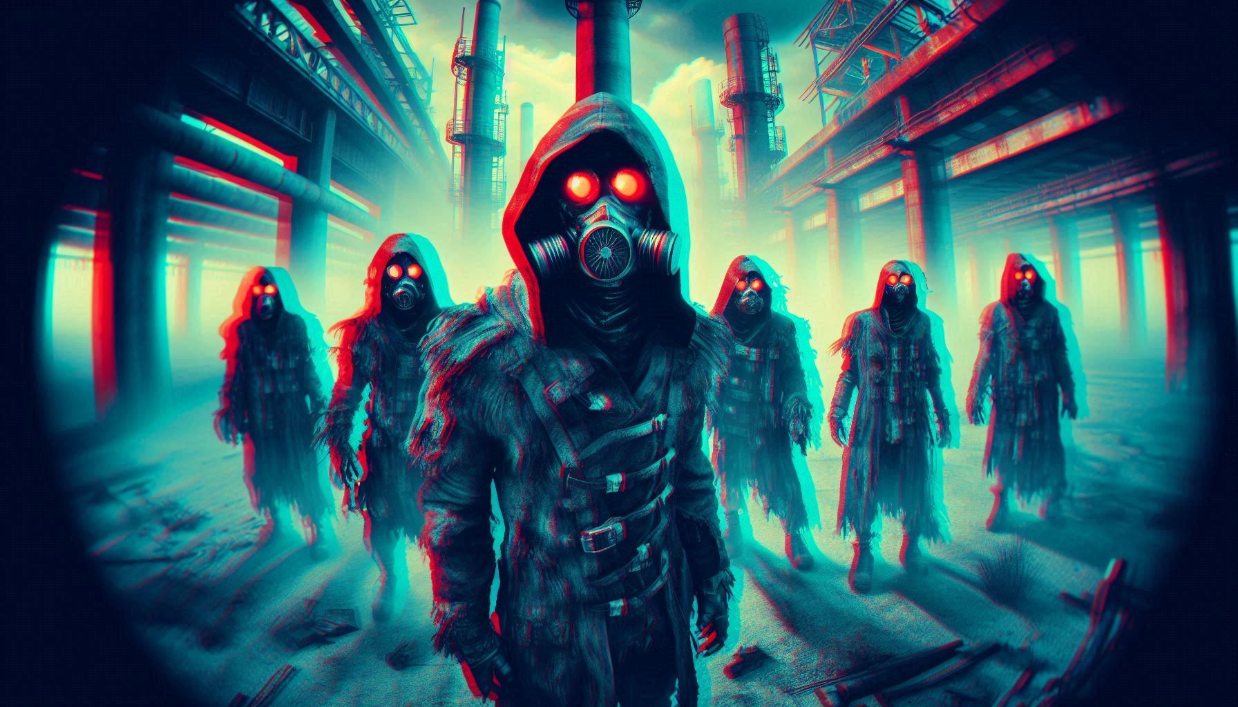 wide angle distortion, pincushion effect, rectilinear lens, blurred edges,. ultraviolet xray effect, inverted colors, glitch hologram, stere...