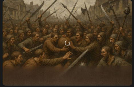 action, fierce sports competition, players clashing. medieval royal shrovetide football played 1000 years ago by bare-headed commoners in co...