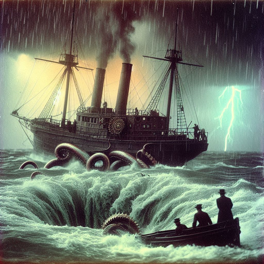 antique historical photo with chromatic aberrations split color effect famous vintage 1920s photo, colorized, grainy photograph, film grain,...