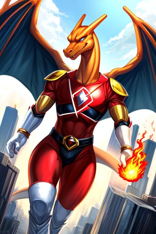 Giant Red Charizard Ranger - AI Generated Artwork - NightCafe Creator