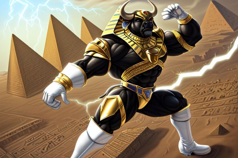 (Mark Brooks and Dan Mumford, comic book art, perfect, smooth: 1.65). (low angle shot: 1.66) of a (male anthro bovine buffalo: 2.15) with (E...