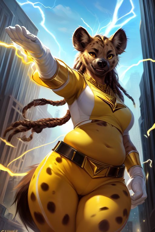 Giant Yellow Hyena Ranger Seeks a Duel