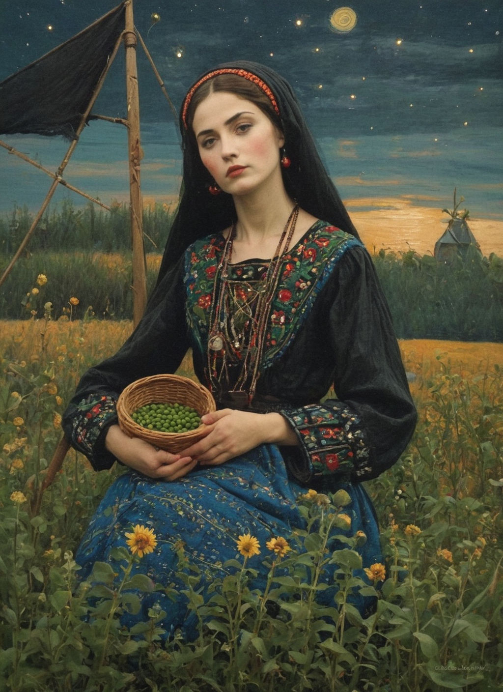A Slavic girl with peas
