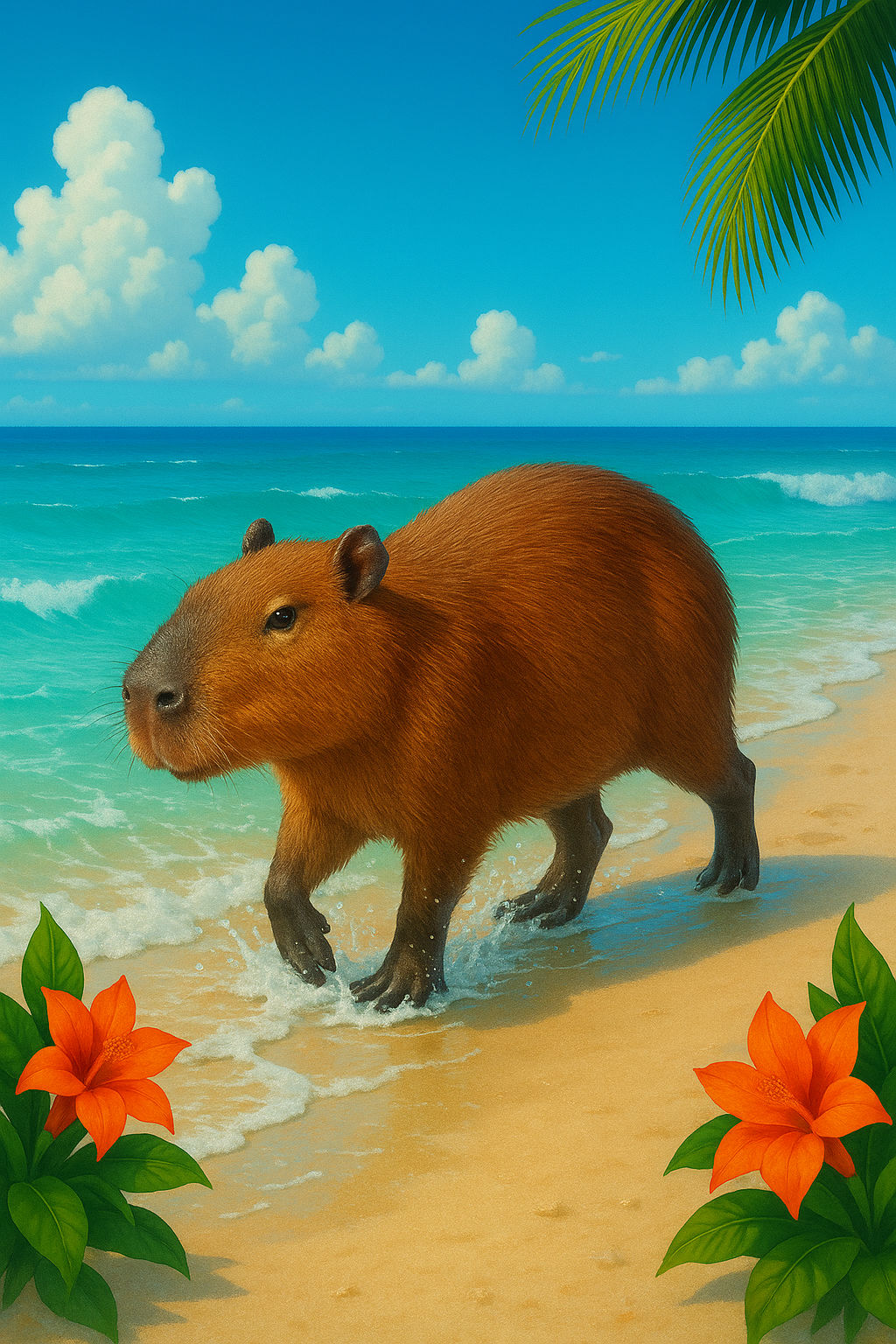 this capybara walks on the beach and explains something very seriously