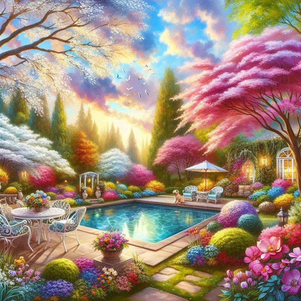 <lora:Dreamy Enchantment:1.0> <lora:Smithsonian Spring:1.0> <lora:Springtime Flux:1.0> <lora:Ink Poet:1.0> Beautiful spring garden w/ stunni...