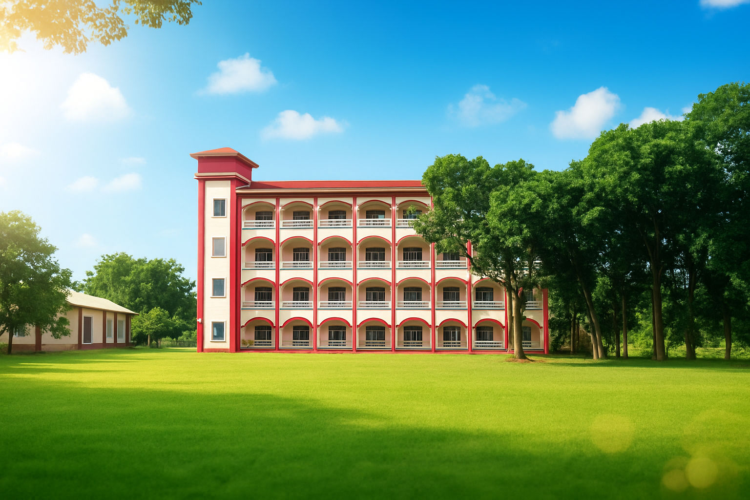 no changes to the original image, Cartoonish and animated illustration of a Bangladeshi high school, with students in traditional attire pla...