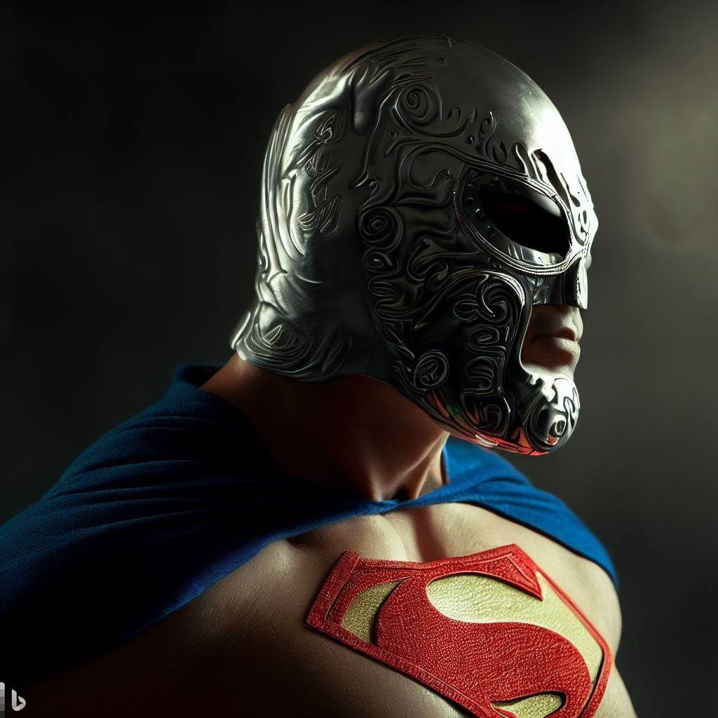 Superman with silver mask of the legendary Mexican fighter the saint