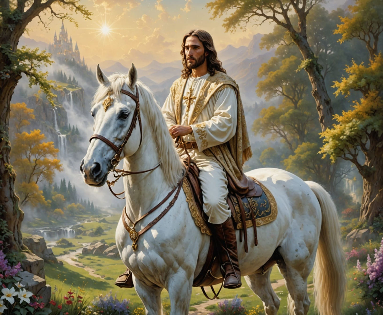 Horse turning around while trotting.