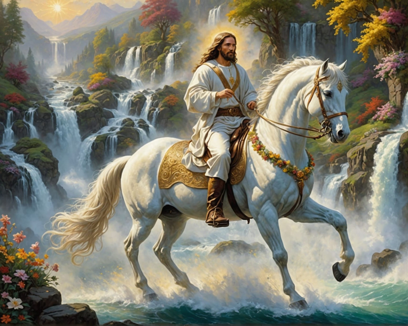 Horse trotting lifting his legs high. The Horse is excited.