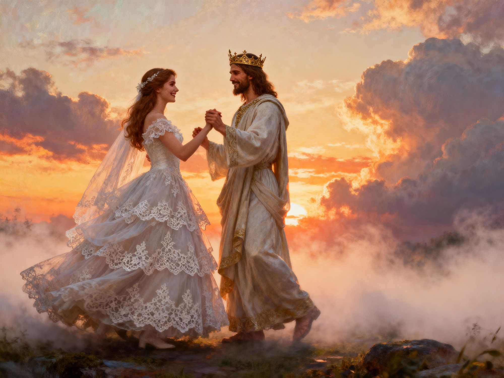 Jesus and bride dances lovingly.