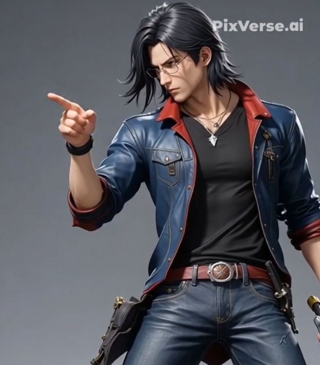 The character is looking towards the camera and putting his hands in his pockets.