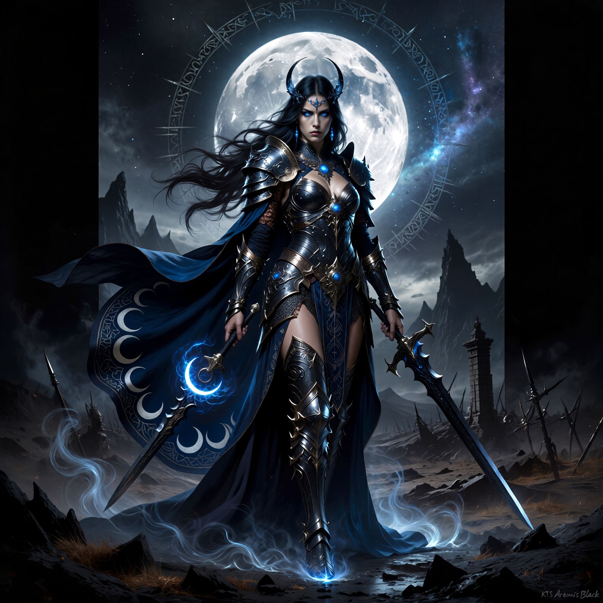 anime magical dark fantasy warrior princess moon goddess