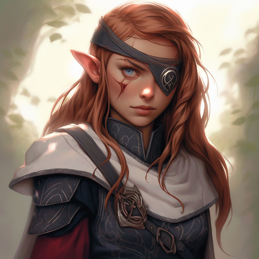 fantasy setting, art style of Larry Elmore, style of dungeons and dragons, hyper-realistic, photo-realistic, elf, female, short elf ears, bl...