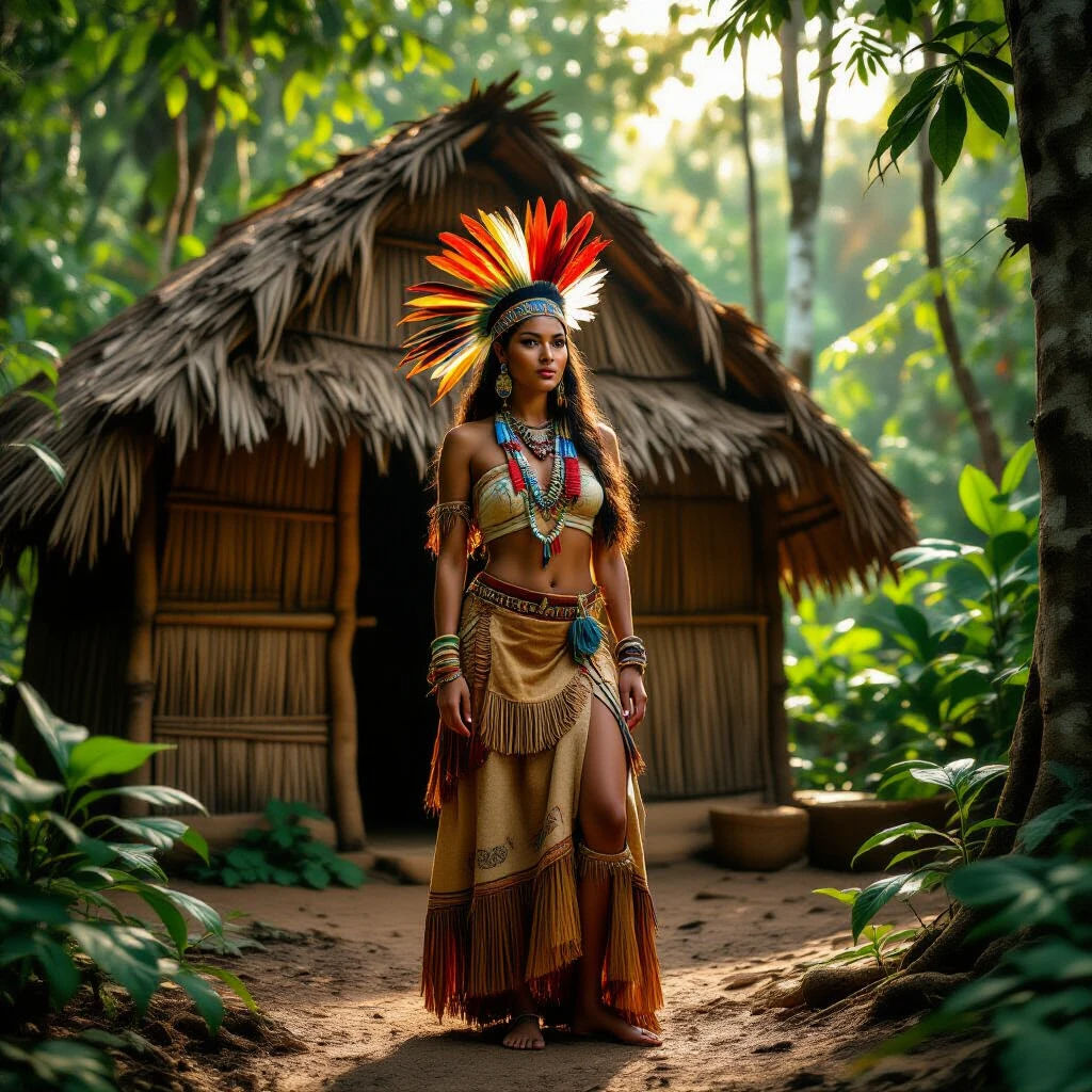 Portrait of Amazonian Woman in Jungle