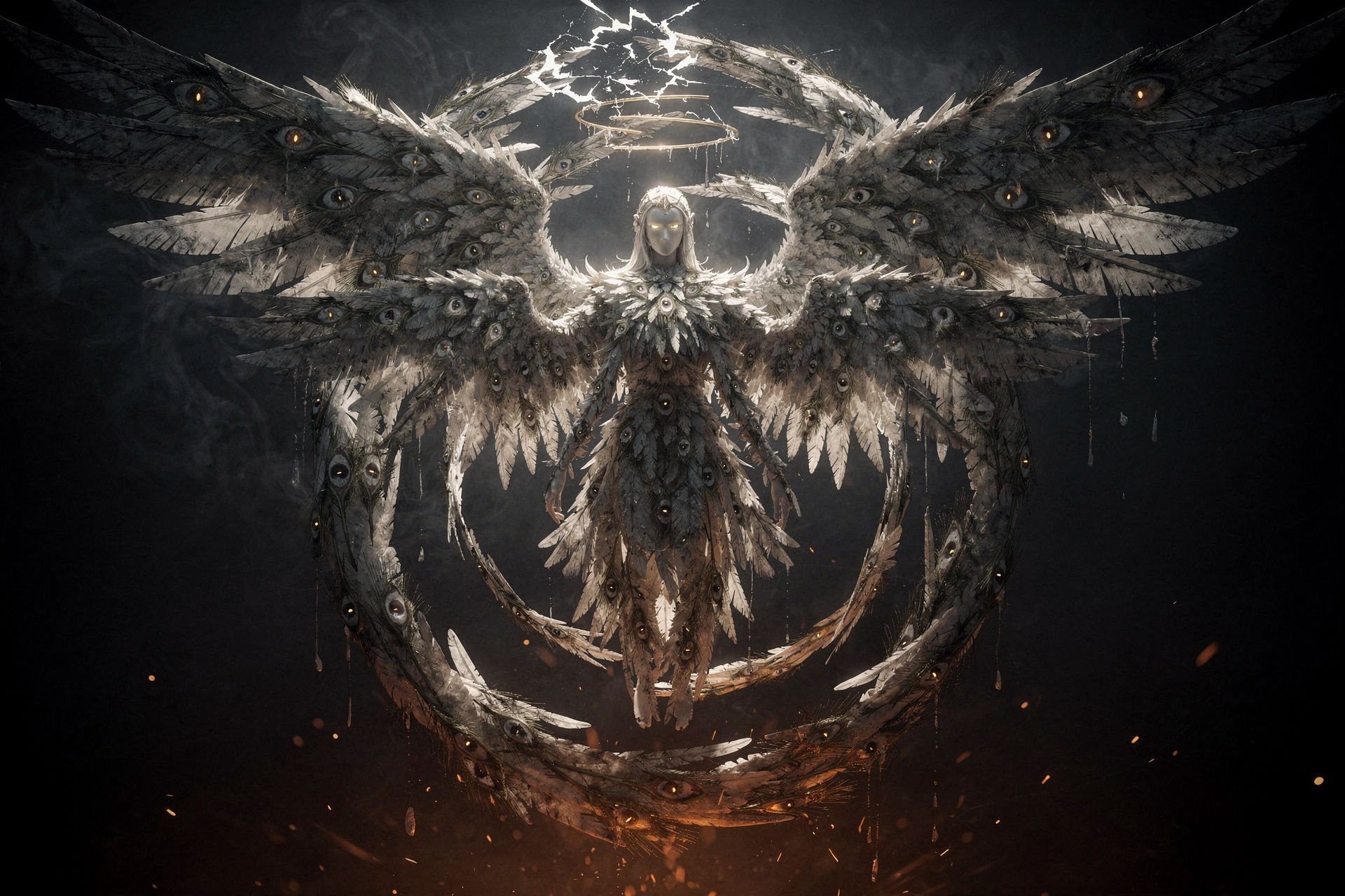 handsome sinister angel with a cloak and Big wings - Start Image 2