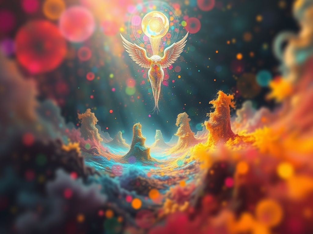 Unmanifested visual dreams void darkness falling nightmare random colors arcangel