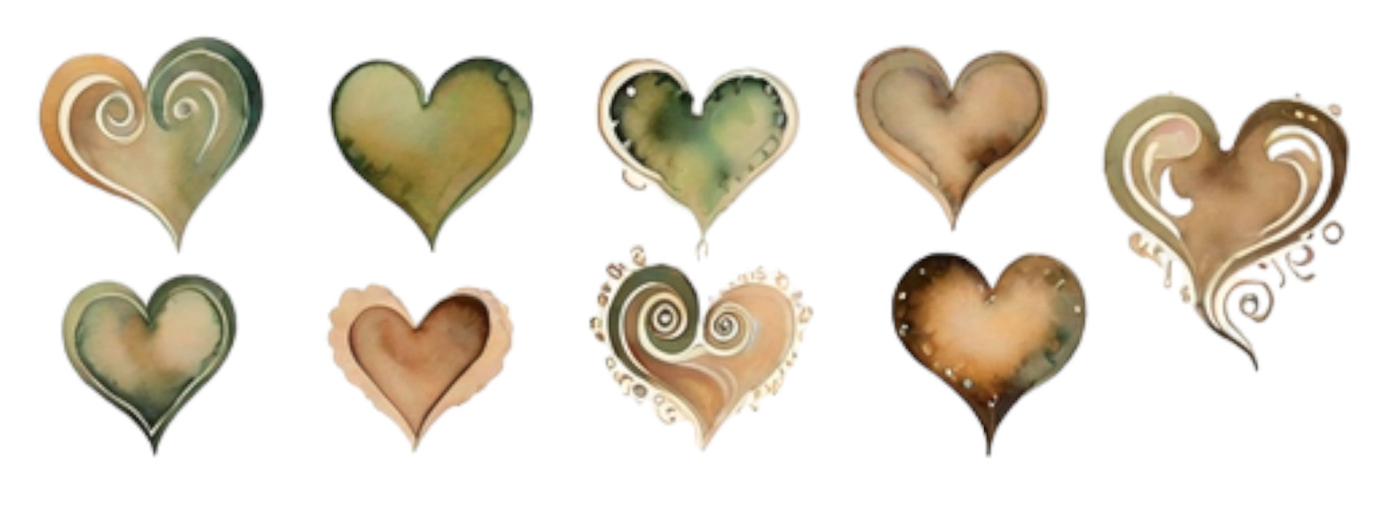 fancy decorative hearts in a BLUE AND GOLD color scheme with an MODERN ART, ART NOUVEAU design, SUEDE finish. BUBBLE ART, WATERCOLOR PAINT,...