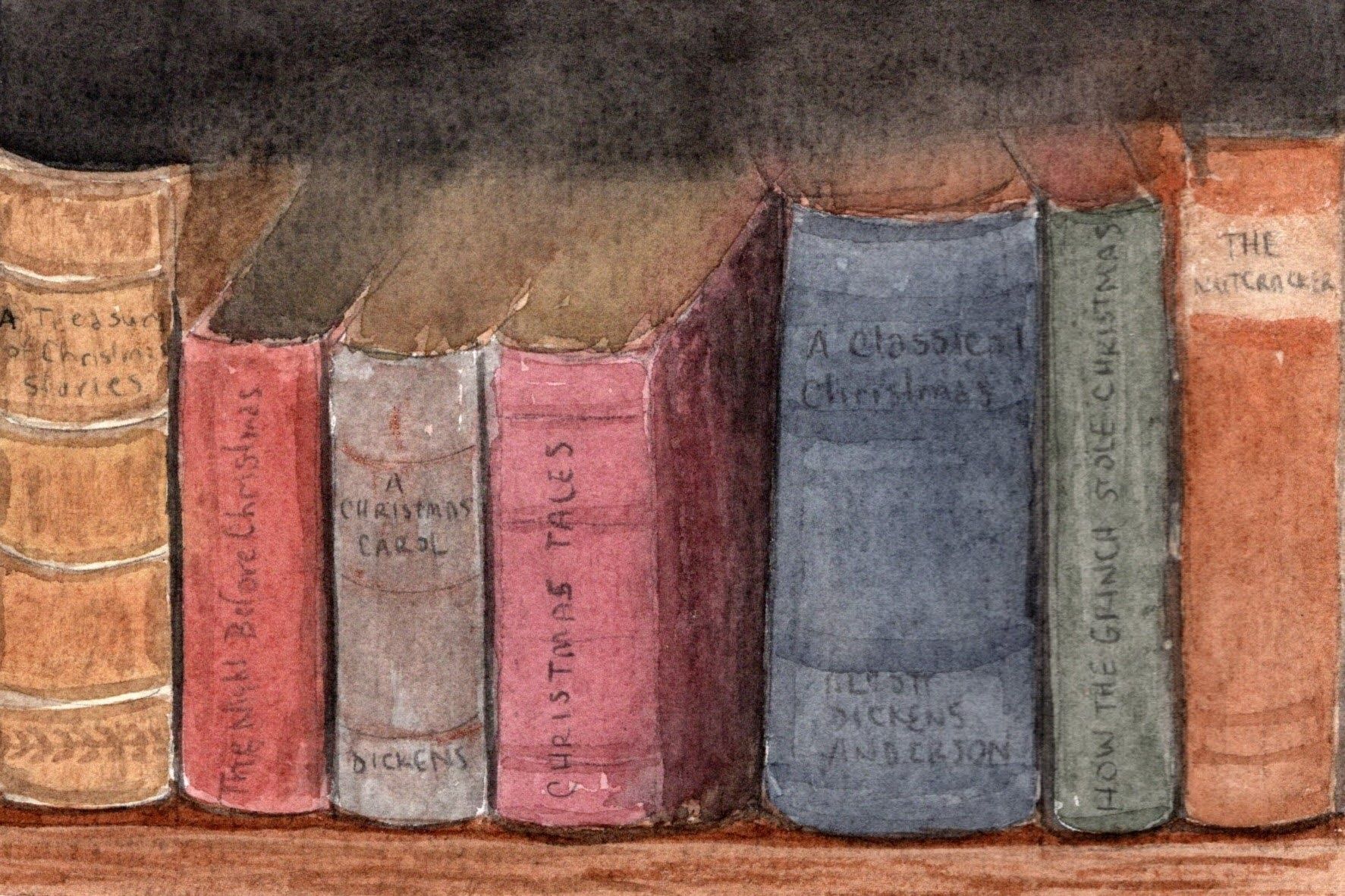 Watercolor of a steaming Christmas latte