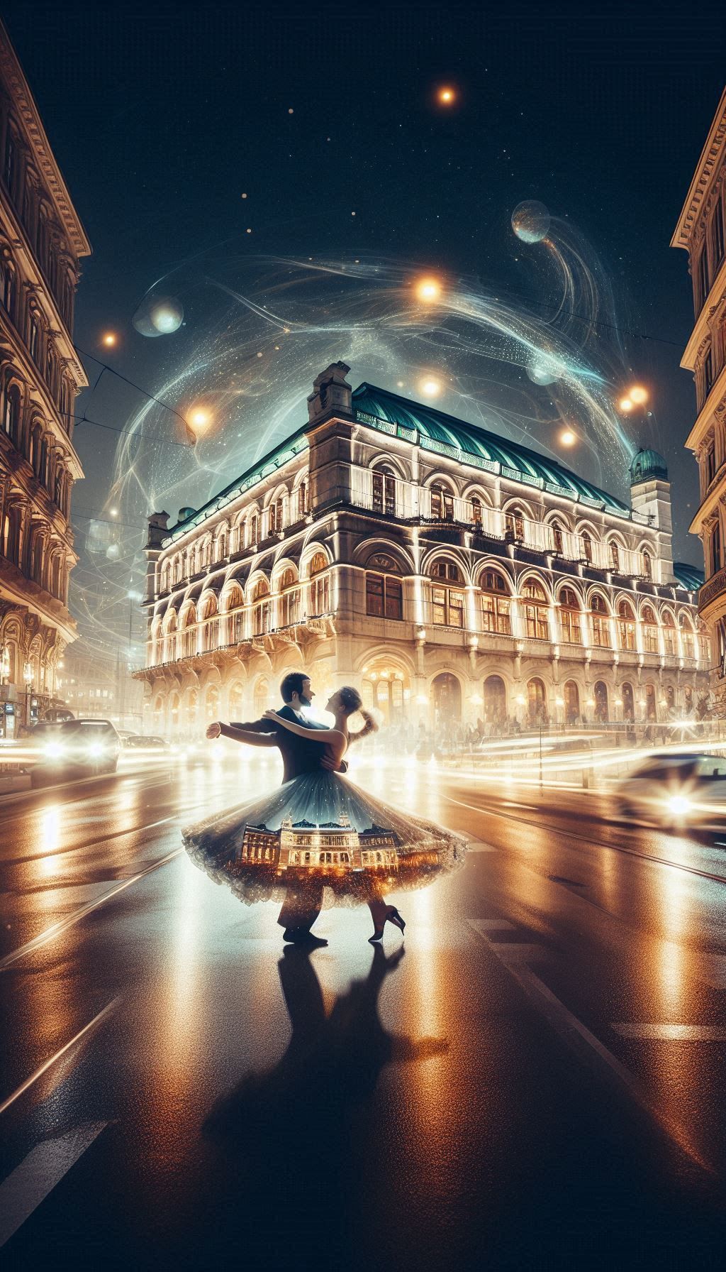 A stunning scene of an incredible impossible architecturally designed cliffside house on the edge of a beautiful watering hole with a small...