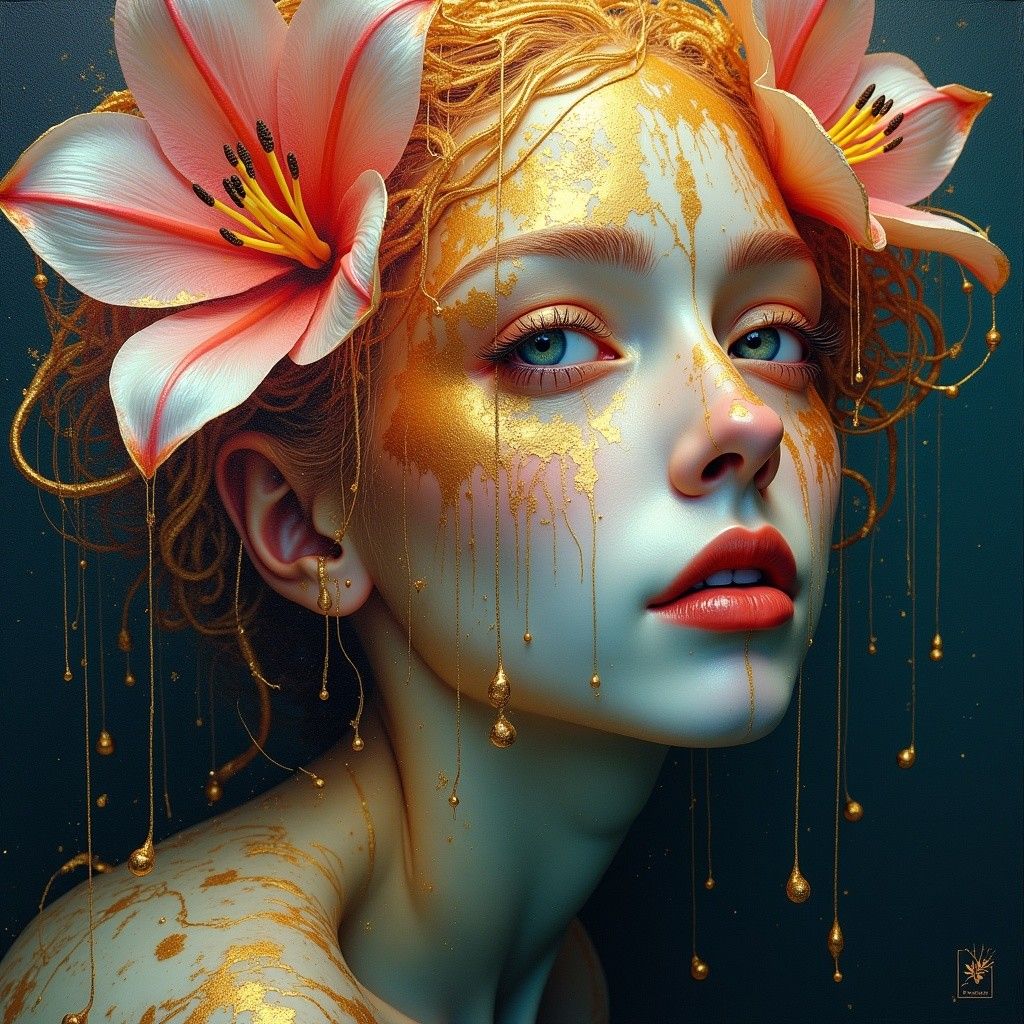 double exposition, superpositions, incrustations, rue enneigée, neige, visage de femme brune, tête recouverte d'une Chatkal intricately deta...