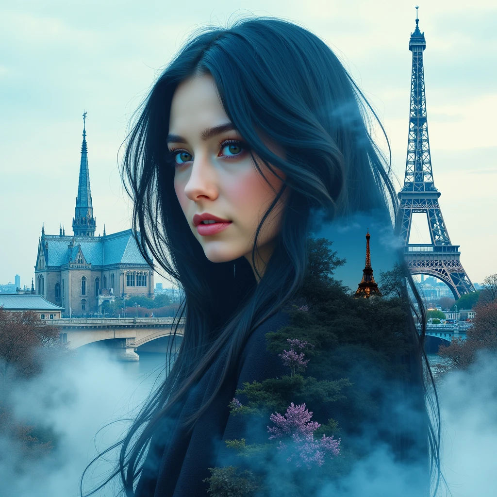 double exposition, superpositions, incrustations, rue enneigée, neige,  Chapka