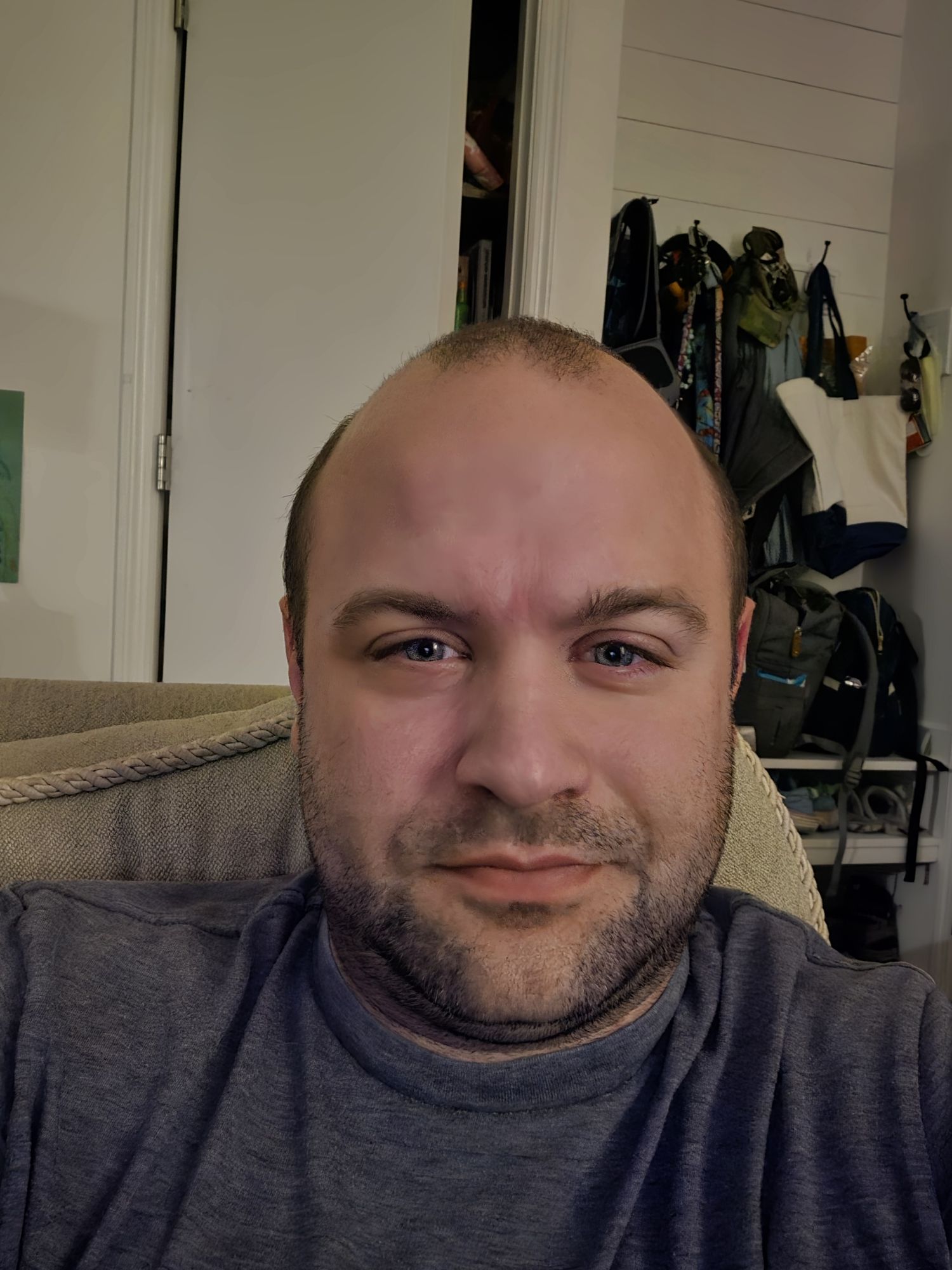 Me in a collered shirt, sc beach background