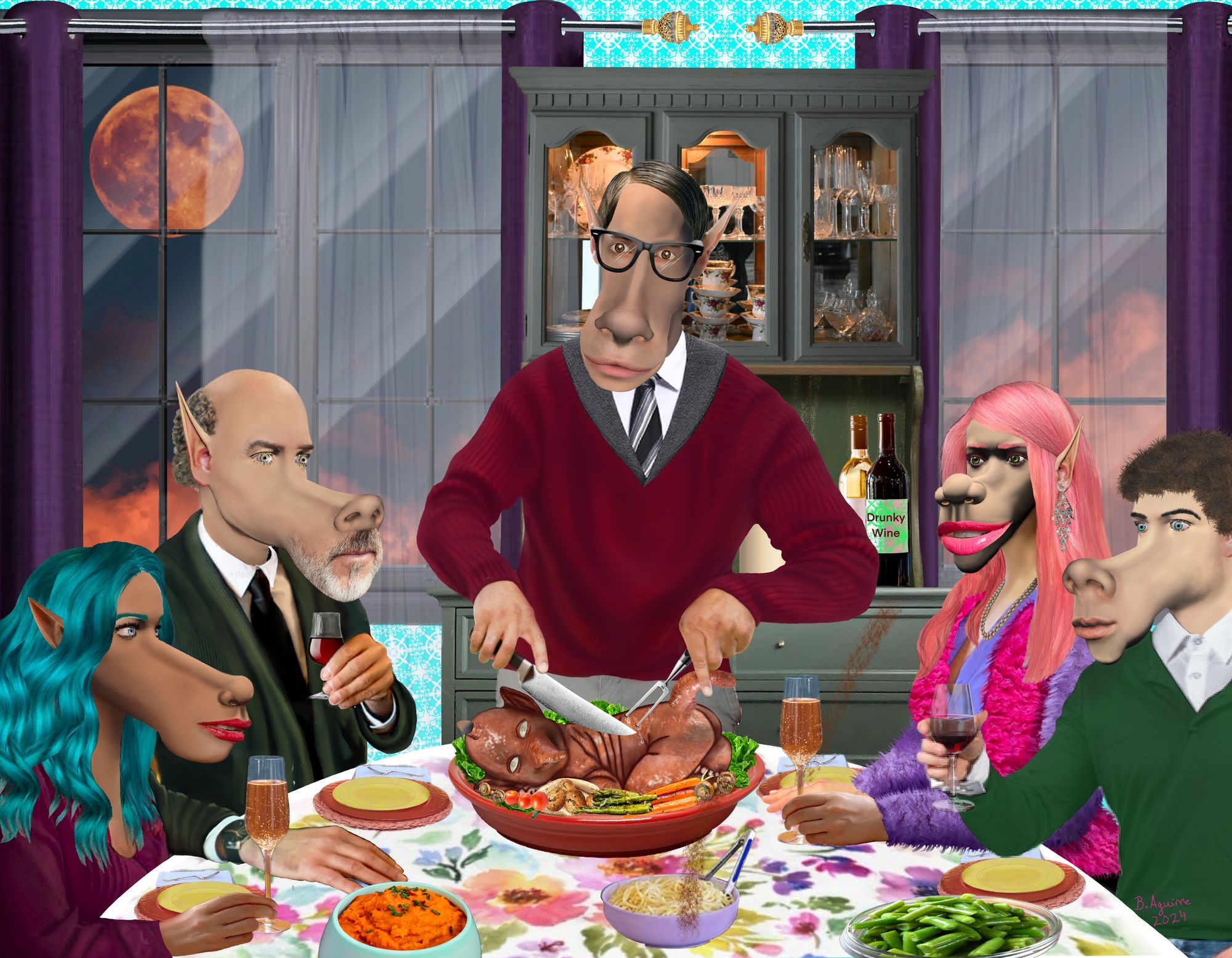 <lora:Robertcrumb:1.0> <lora:Van Gogh style:1.0> <lora:My Style:1.0> <lora:My illustration:1.0> People with  elongated faces like a horse  e...