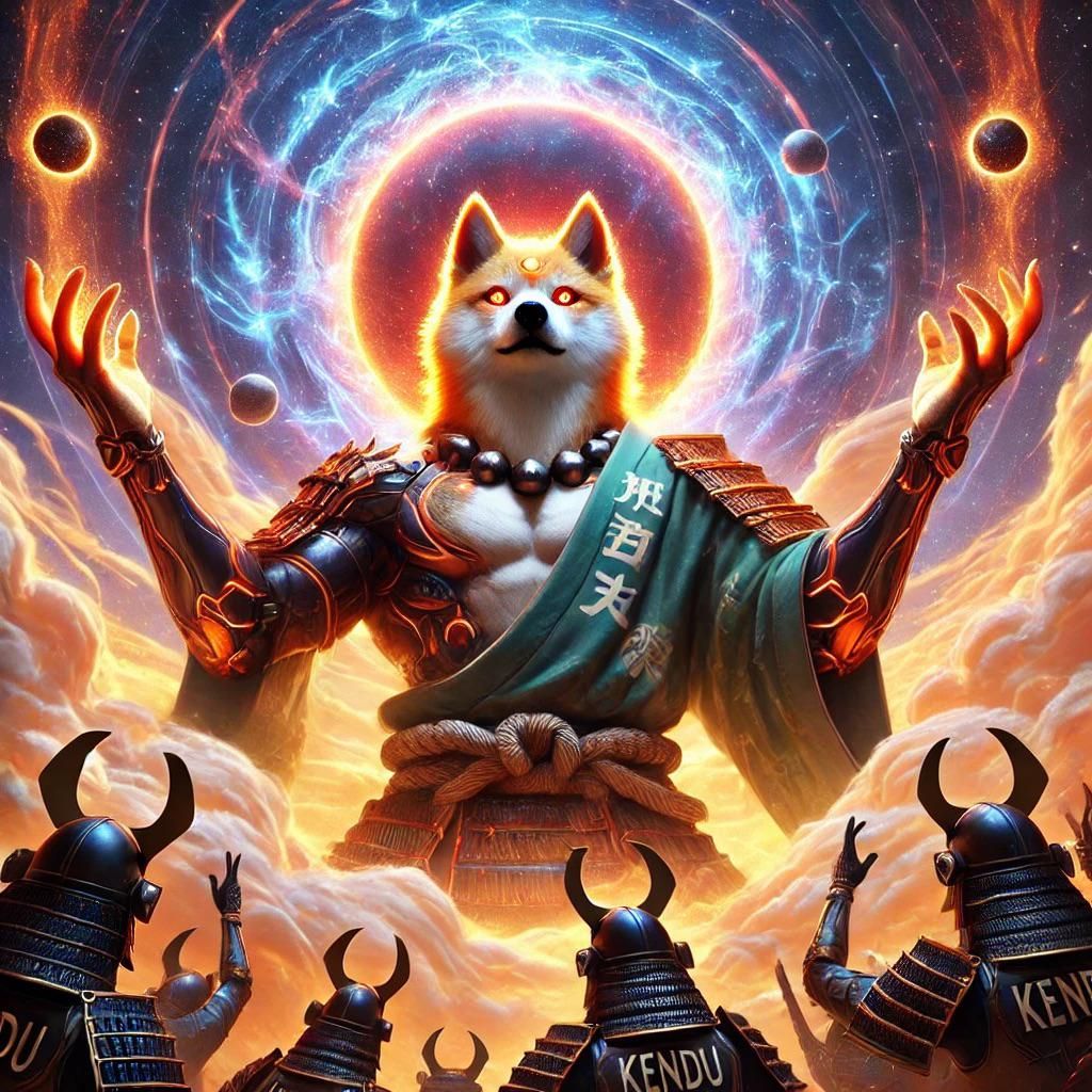 Design a hyper-realistic, cinematic scene featuring a powerful black rabbit in a god-like pose, tall perked ears, wearing a Mandalorian-styl...