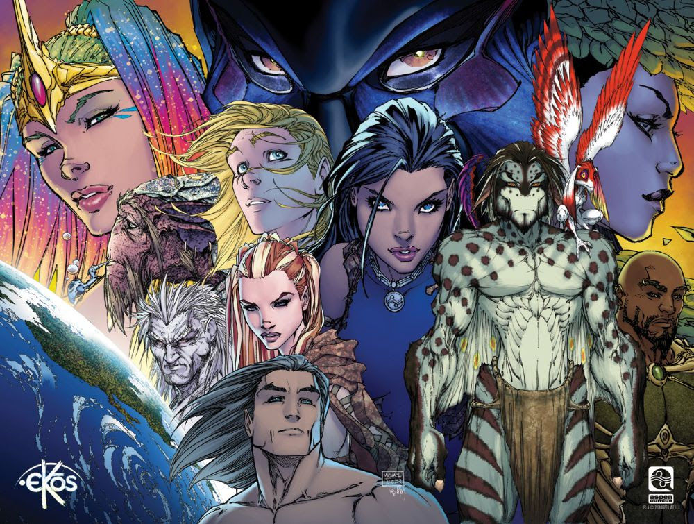 dark fantasy, medium shot, a woman with pearl-white skin, chrome hair and iridescent clothing, sinister film noir dark, muted colors with ac...